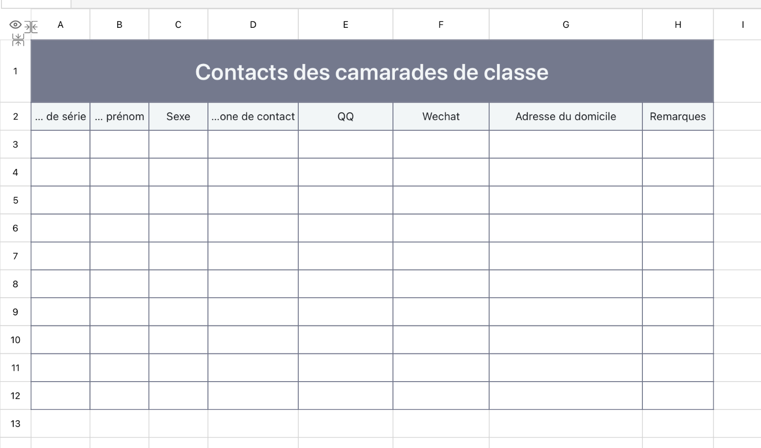 Contacts des camarades de classe
